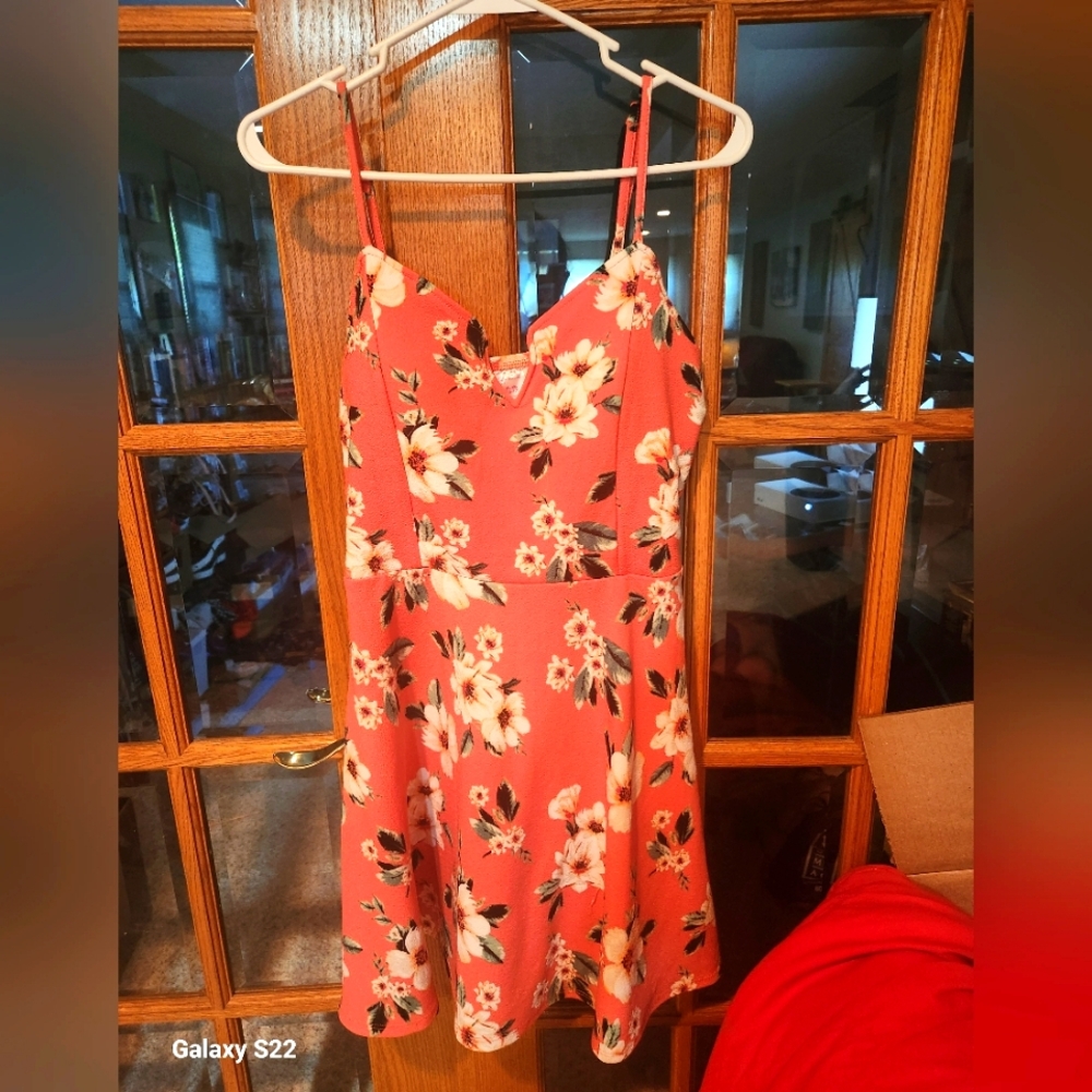 Pink Fit And Flare White Floral Dress